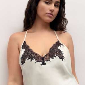 Anastasia Luxury Satin Chemise Ivory/Black — photo 2 (Bluebella)