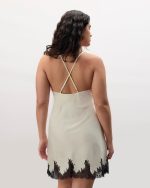 Anastasia Luxury Satin Chemise Ivory/Black — photo 3 (Bluebella)