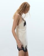 Anastasia Luxury Satin Chemise Ivory/Black — photo 4 (Bluebella)
